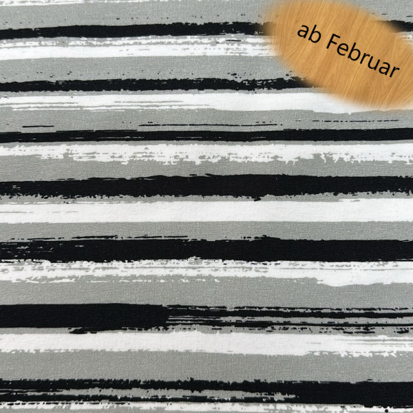 Baumwoll-Jersey mit Streifen in Schwarz, Grau und Weiß