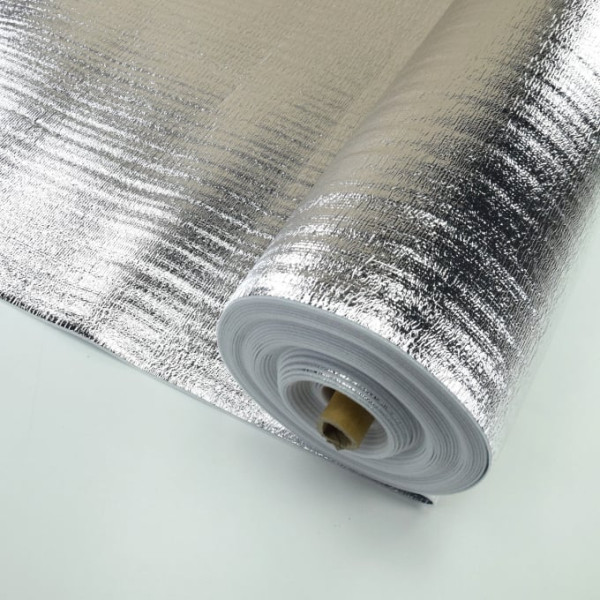 Thermoisolierendes Material: Silber, 76% Polyethylen, 24% Polyethylenterephthalat, 65 g/m², 120 cm breit - Ideal für Kühltaschen, Picknickdecken und Strandmatten